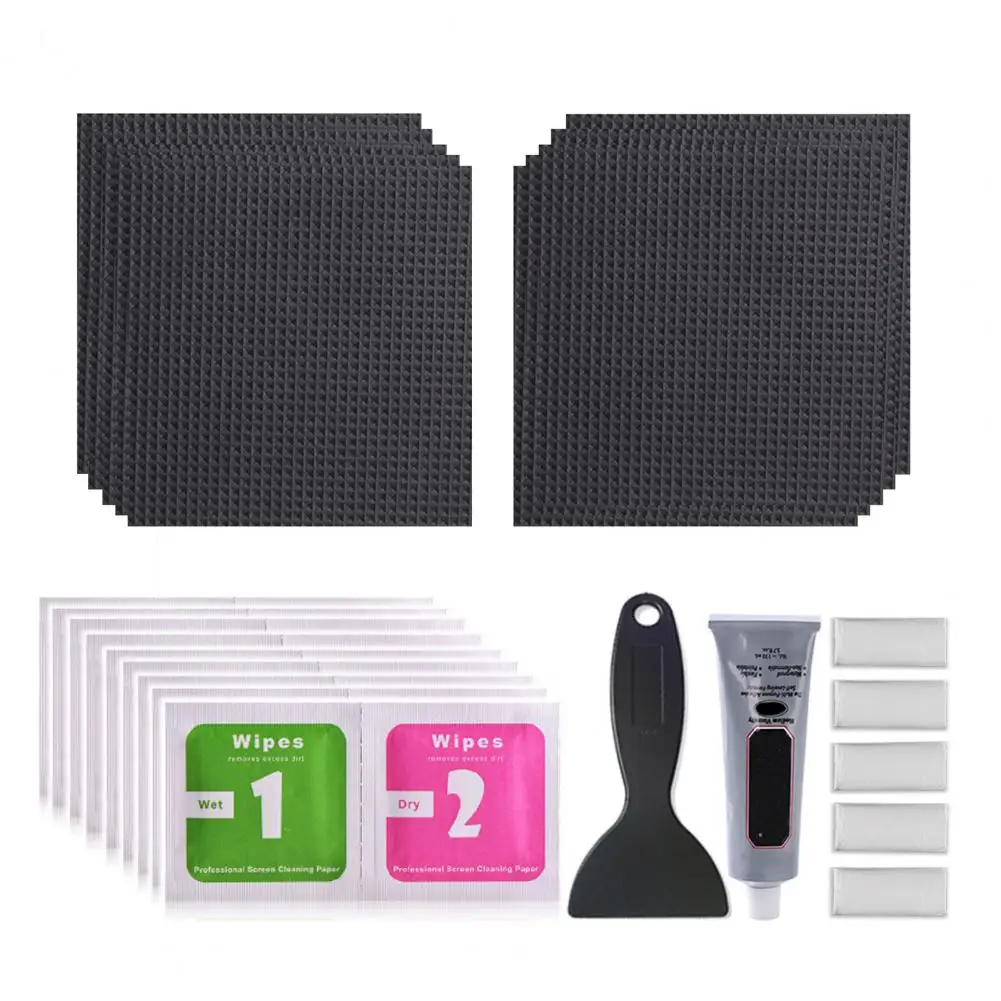 Trampoline Repair Supplies Trampoline Repair Kit with Square Patch Waterproof Self-adhesive Patch Set with Scraper Glue for Tear