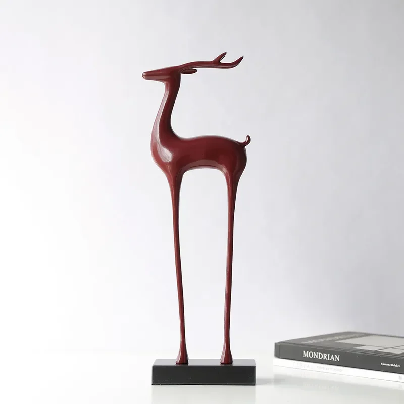 Modern Lucky Deer Statue Entrance Decor Light Luxury Home Ornament Simple Living Room Handicraft Housewarming Gift High End