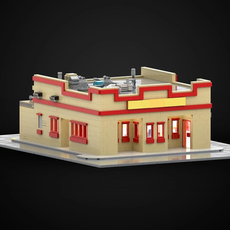 1955 PCS Bouw Los Pollos Hermanos MOC Aanpasbaar Modulair Bouwsteenmodel Technologie Creatief DIY Festival Speelgoed Cadeau