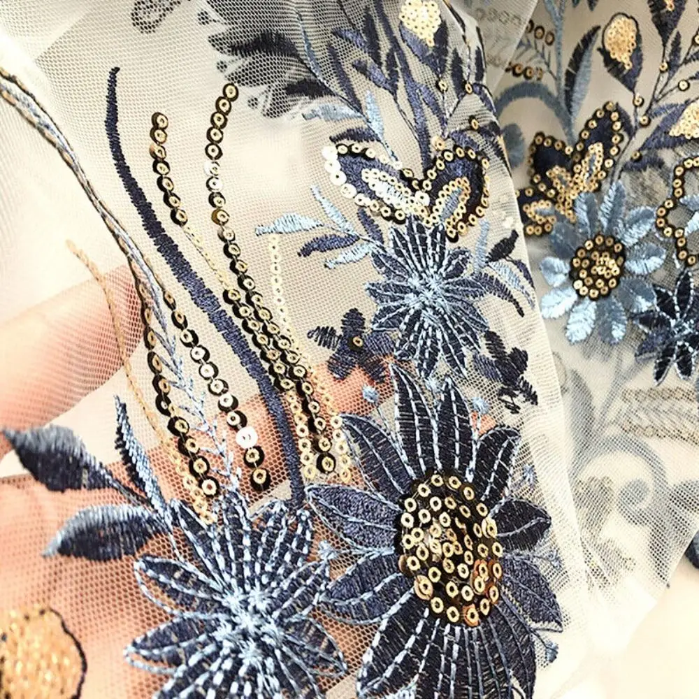 Polyester Mesh Embroidery Flower Lace Patch Sew Clothing Decoration Embroidered Fabric Stickers 3D Fabric Flowers Appliques