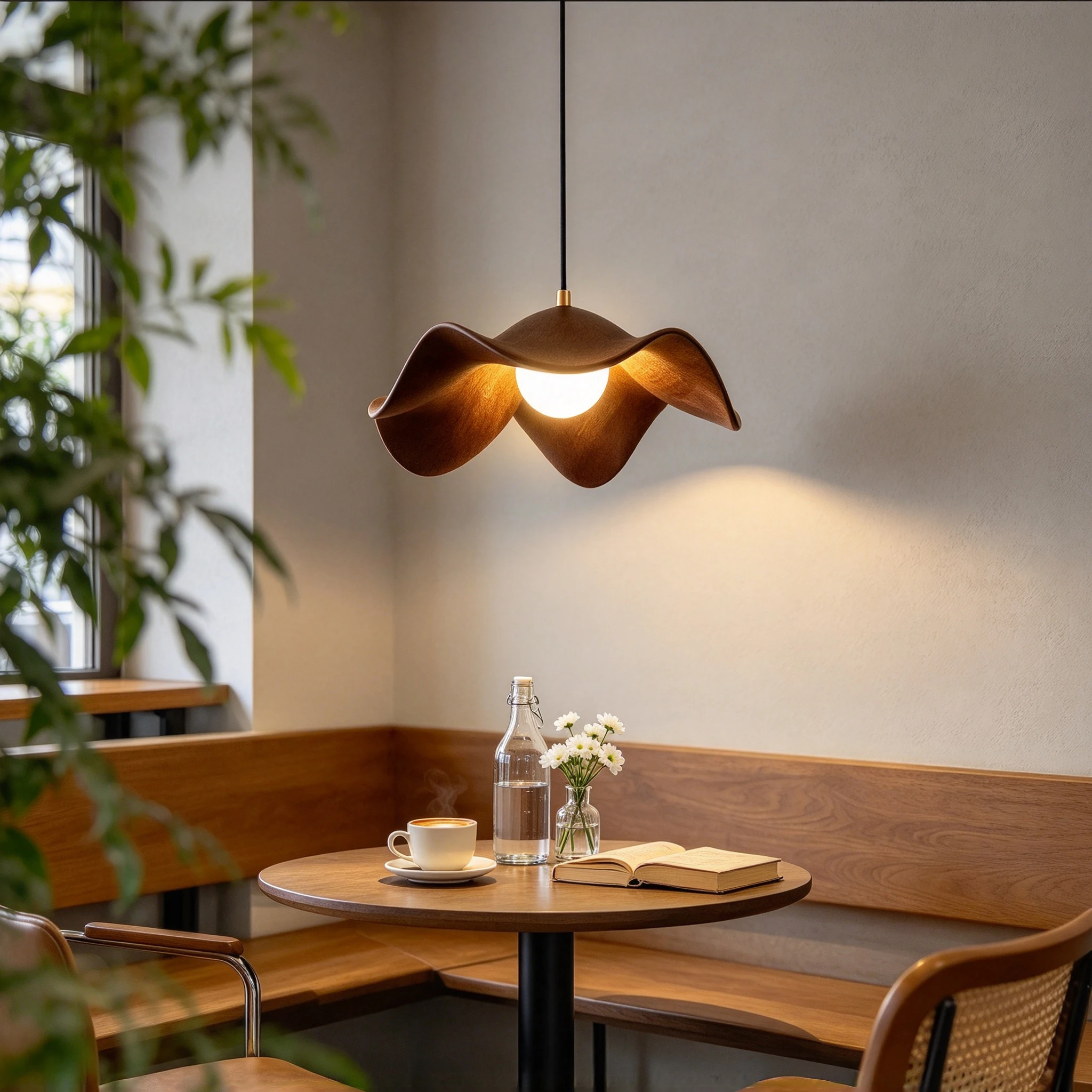 Wood Grain Pendant Lamp Wabi Sabi Creative Minimalist Flower Ceiling Hanging Lamp Dining Room Bedroom Kitchen Home Decor Lights