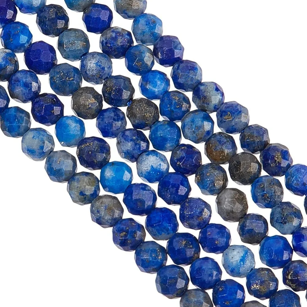 370~400Pcs 2mm Natural Lapis Lazuli Beads 0.5mm Hole Natural Stone Beads Faceted Loose Beads Round Gemstone Bead Energy Stone