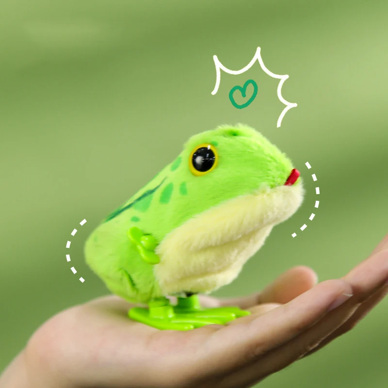 Cartoon Green Frog Toy Clockwork Frog Soft Plush Funny Wind Up Jumping Frog novità regalo per bambini giocattolo festival di compleanno regalo