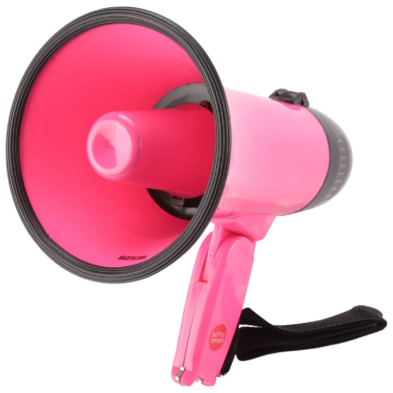 25 Watt Compact Speaker PA Bullhorn - with Built-in Siren, Voice Recorder, Bottle Opener,Pink-PZZW