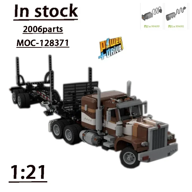 MOC-128371 Electric Logging Truck Assembly Splicing Building Block Model2006car Parts Buildingblock Kids Custombirthday Toy Gift