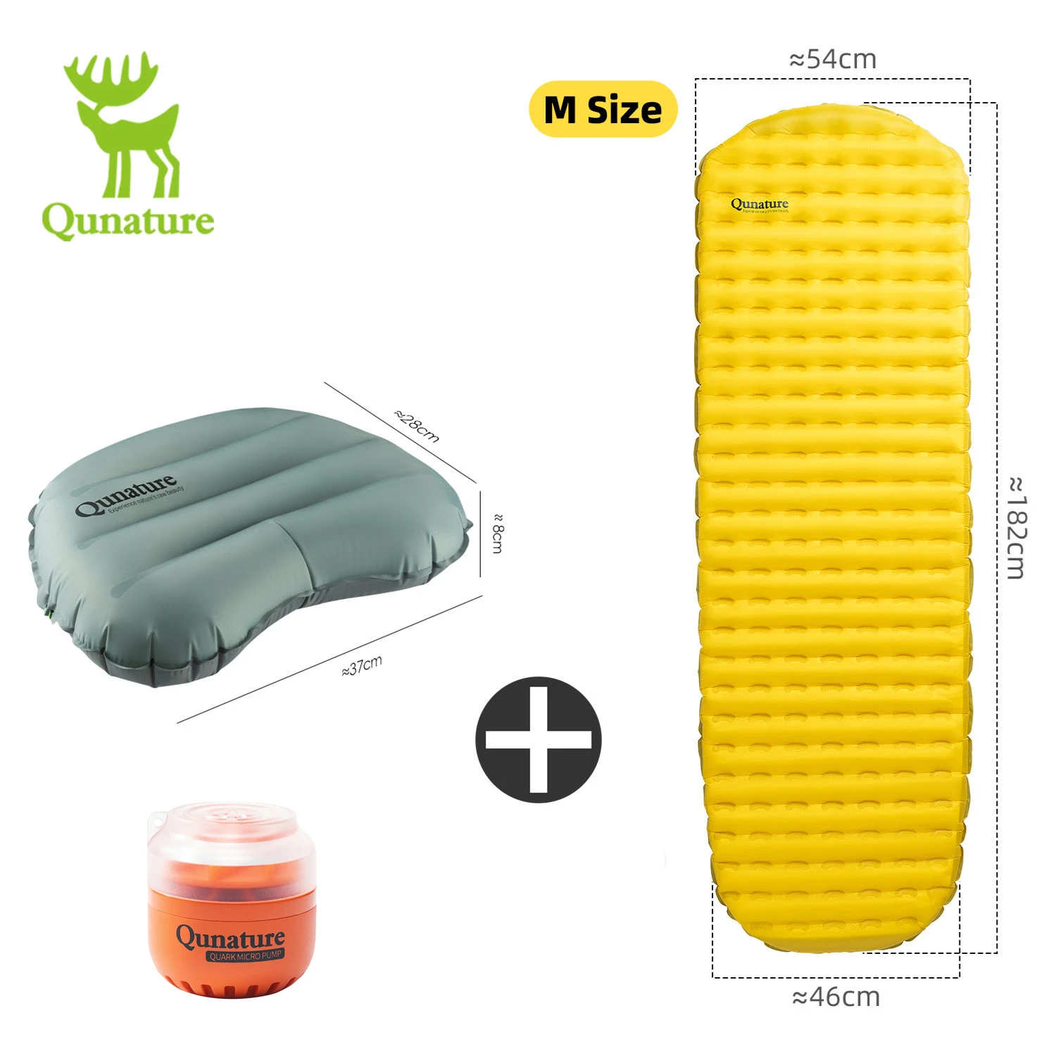 Qunature 3Pcs/set Outdoor Camping Inflatable Mattress Sleeping Pad Ultralight Inflatable Pillow Mini Air Pump Sleeping Mattr M/L