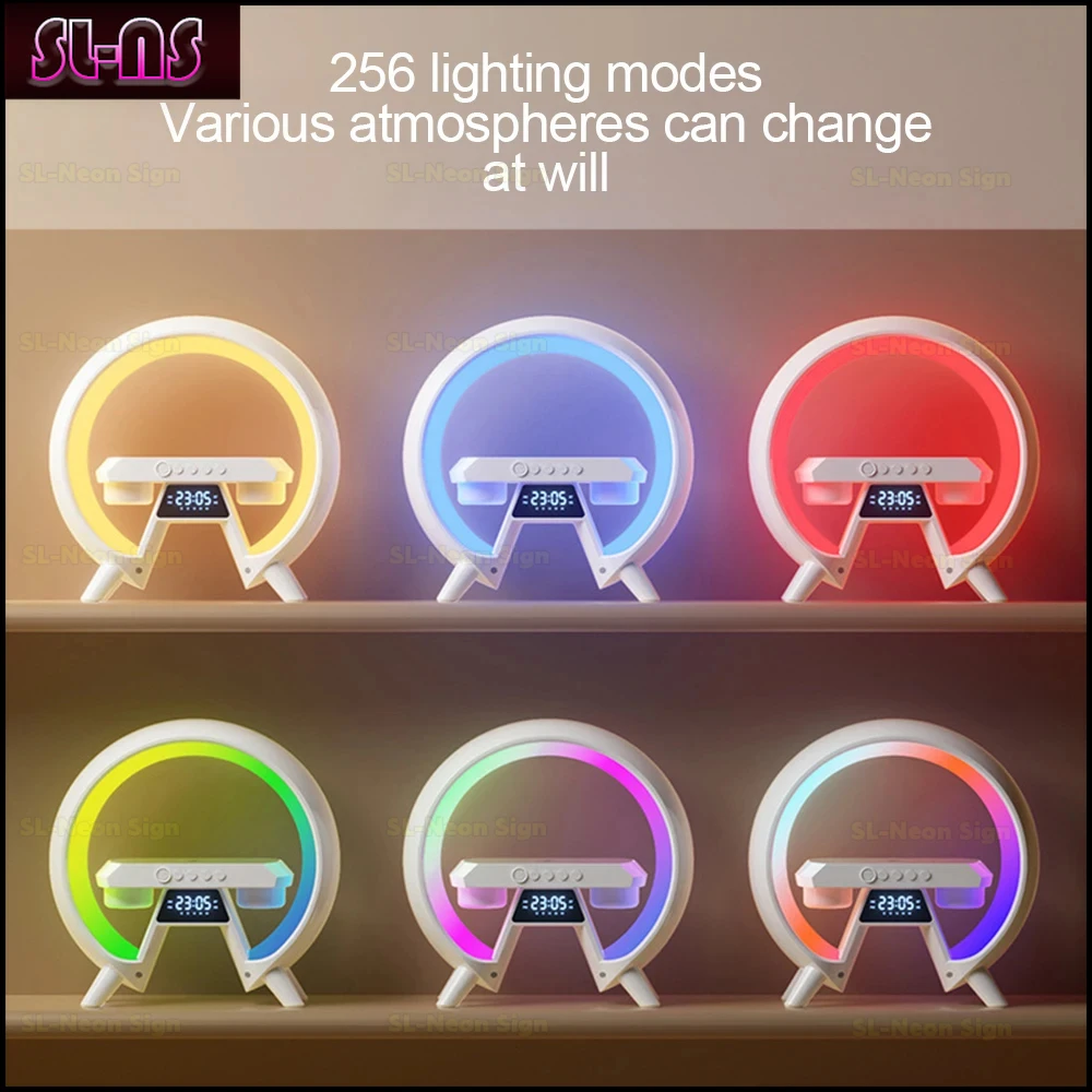 LED RGB Night Light 15W Fast Charging Station For iPhone Samsung Xiaomi Huawei Intelligent BluetoothAaudio Wireless Charger