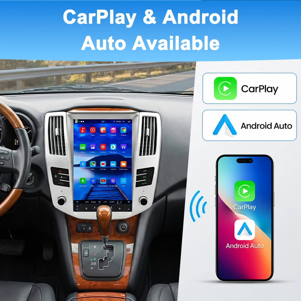 12.8 Inch Car Stereo Android 15 GPS Navigation with Carplay Android Auto 4+64G 8 Core 5G for Lexus RX250/RX300 2006-2011