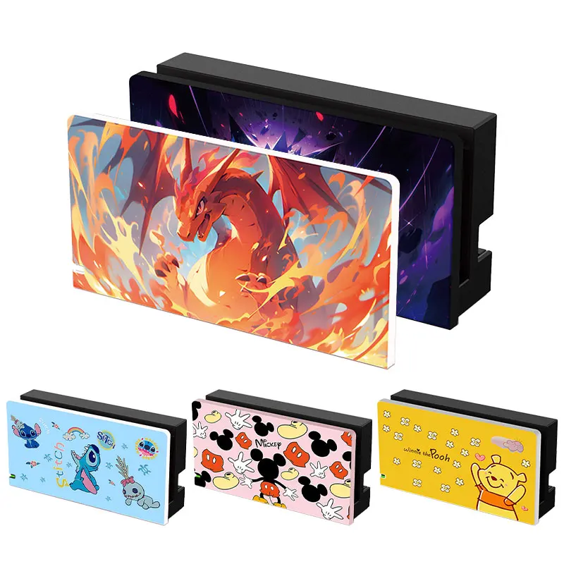 Cubierta protectora con diseño de dibujos animados para Nintendo Switch Oled TV Dock Station, placa frontal decorativa de repuesto.