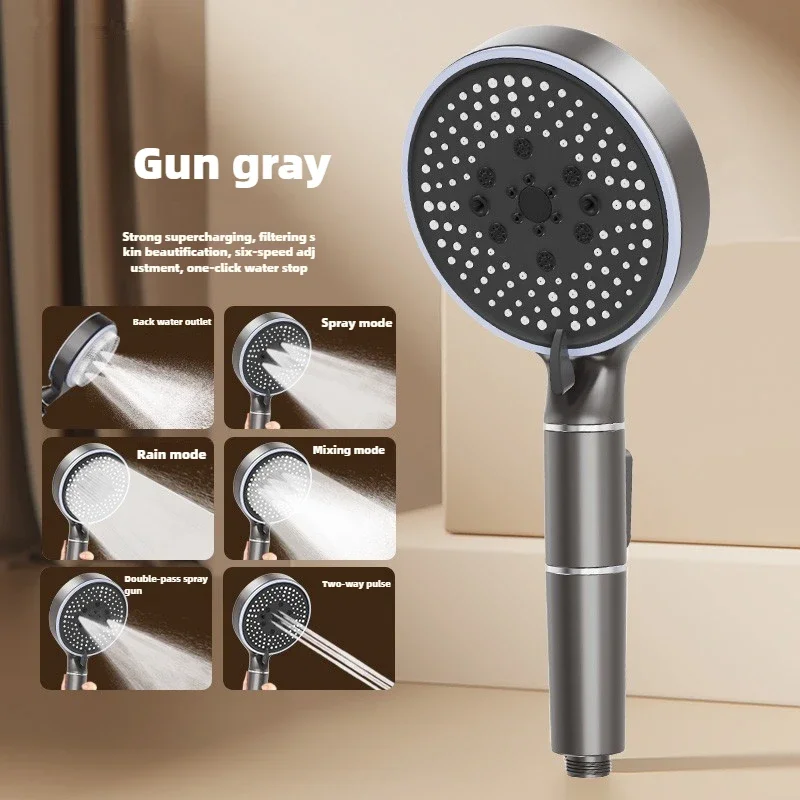 Handheld high-pressure shower head, water-saving shower head kit -6 modes, with detachable handheld and 59 inch hose