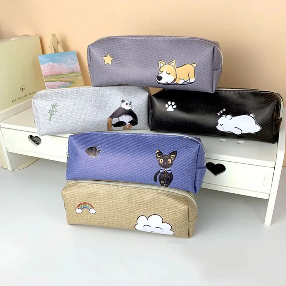 

Stationery Kawaii Korean Pencil Bag Waterproof Transparent Cartoon Pen Case Panda Cute Stationery Storage Bag Student
