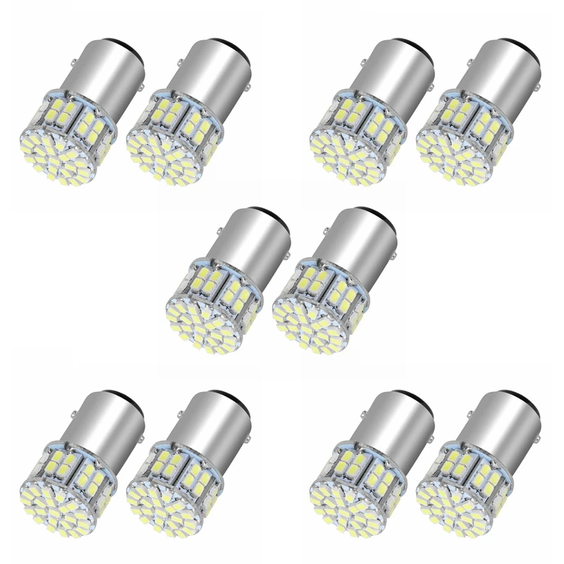 10Pcs 6000K White 1157 50SMD Tail Brake LED Lights Bulb BAY15D 12V