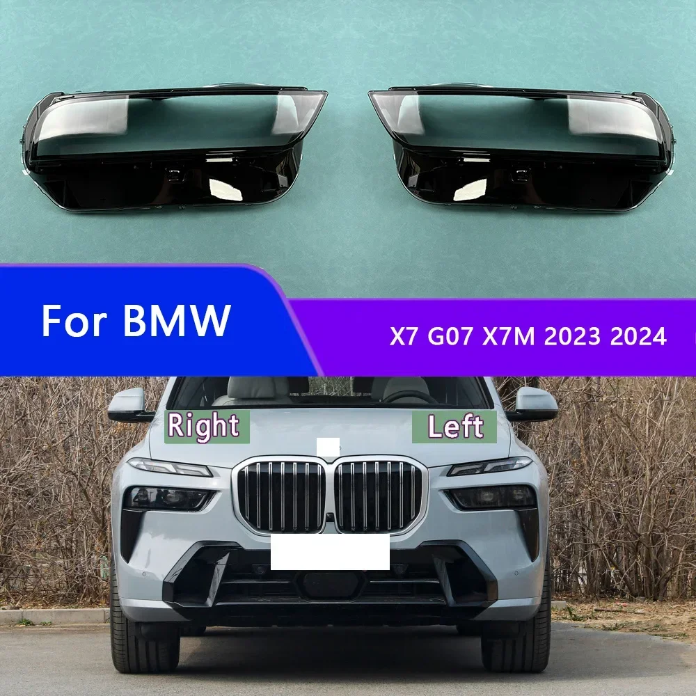 

For BMW X7 G07 X7M 2023 2024 Car Headlight Cover Lampcover Lampshade Lamp Glass Lens Case Auto Light Caps