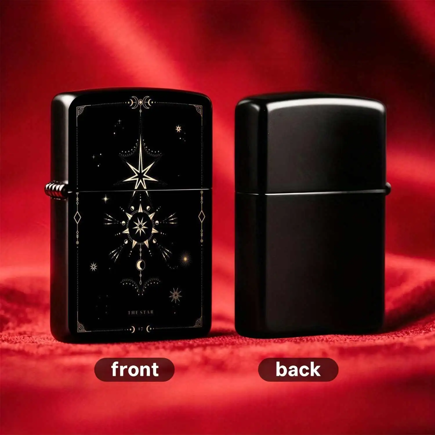 Reusable Flip-Top Pocket Metal Lighter Windproof with Vintage Celestial Pattern Sturdy Durable Body Portable Design Suitable for Daily Outings Outdoor Camping and Various Scenarios Combines Practical Functions with Aesthetic Texture