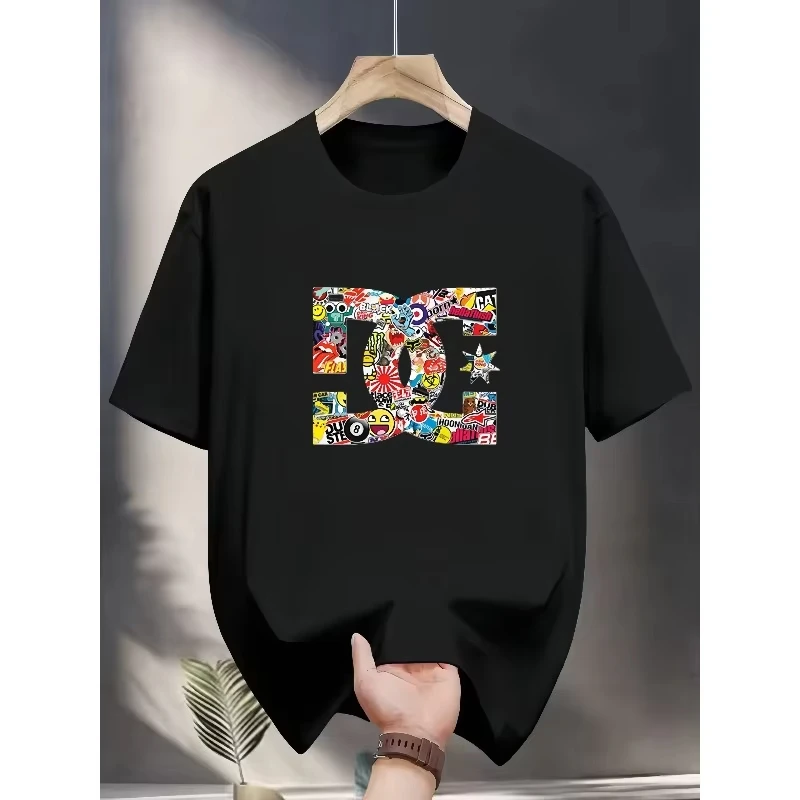 Fashion Trend High-End Luxury Brand Print Oversized T-shirt Casual Cotton Short Sleeve Streetwear Graphic Tee for Summer 2026