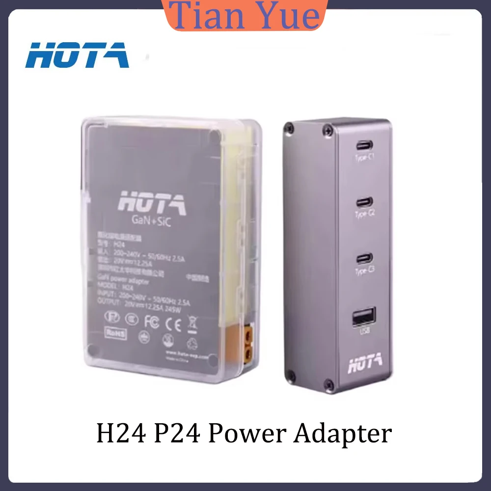 

Зарядное устройство HOTA H24 245W GaN AC Adapter P24 PD 248W USB Type-C с входом 3-6S XT60 для аккумуляторов RC FPV дронов