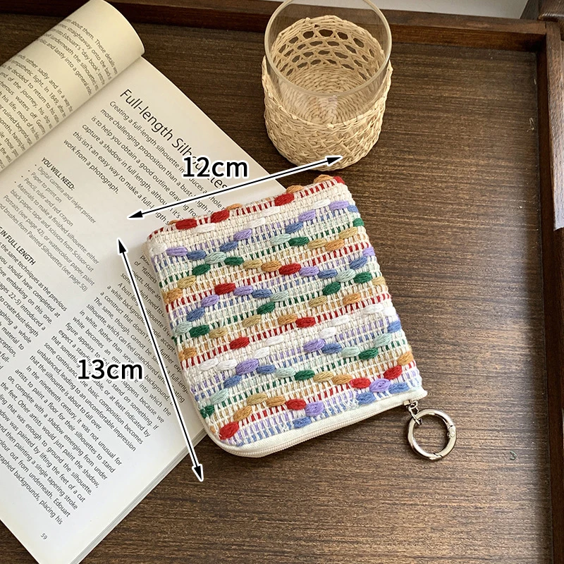حقيبة مفاتيح السيارة محفظة للعملات المعدنية القطن الكتان التطريز اليابانية Harajuku محافظ أحمر الشفاه سماعات أكياس تخزين صغيرة لفتاة هدية #6
