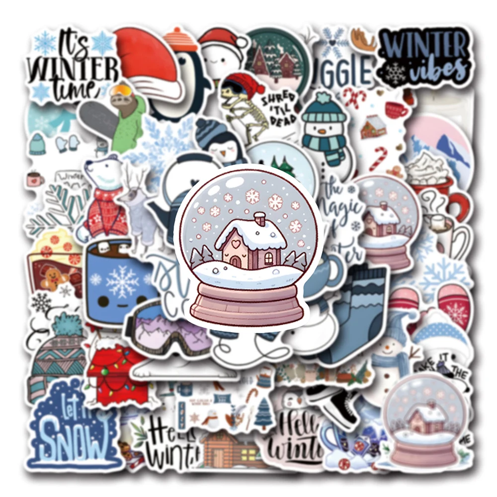

10/30/50pcs Cartoon Winter Christmas Stickers Cute Snowman Decals DIY Suitcase Notebook Laptop Waterproof Graffiti Sticker Packs
