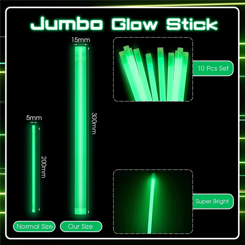 10 Pcs 12 Inch Glow Sticks Emergency Glow Sticks for Camping , Hurricane, Earthquake,Concert Props