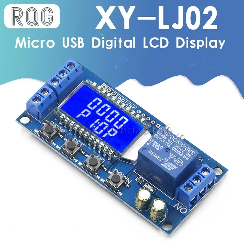 6-30V Micro USB Digital LCD Display Time Delay Relay Module Control Timer Switch Trigger Cycle Module XY-LJ02