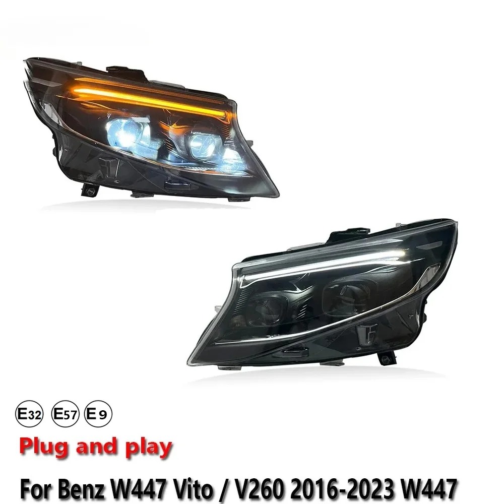 Car Accessories Lamp Headlight Light For Benz Vito / V260 W447 2016-2023 DRL Projector Front Brake Turn Signal Lamp Plug And Pla