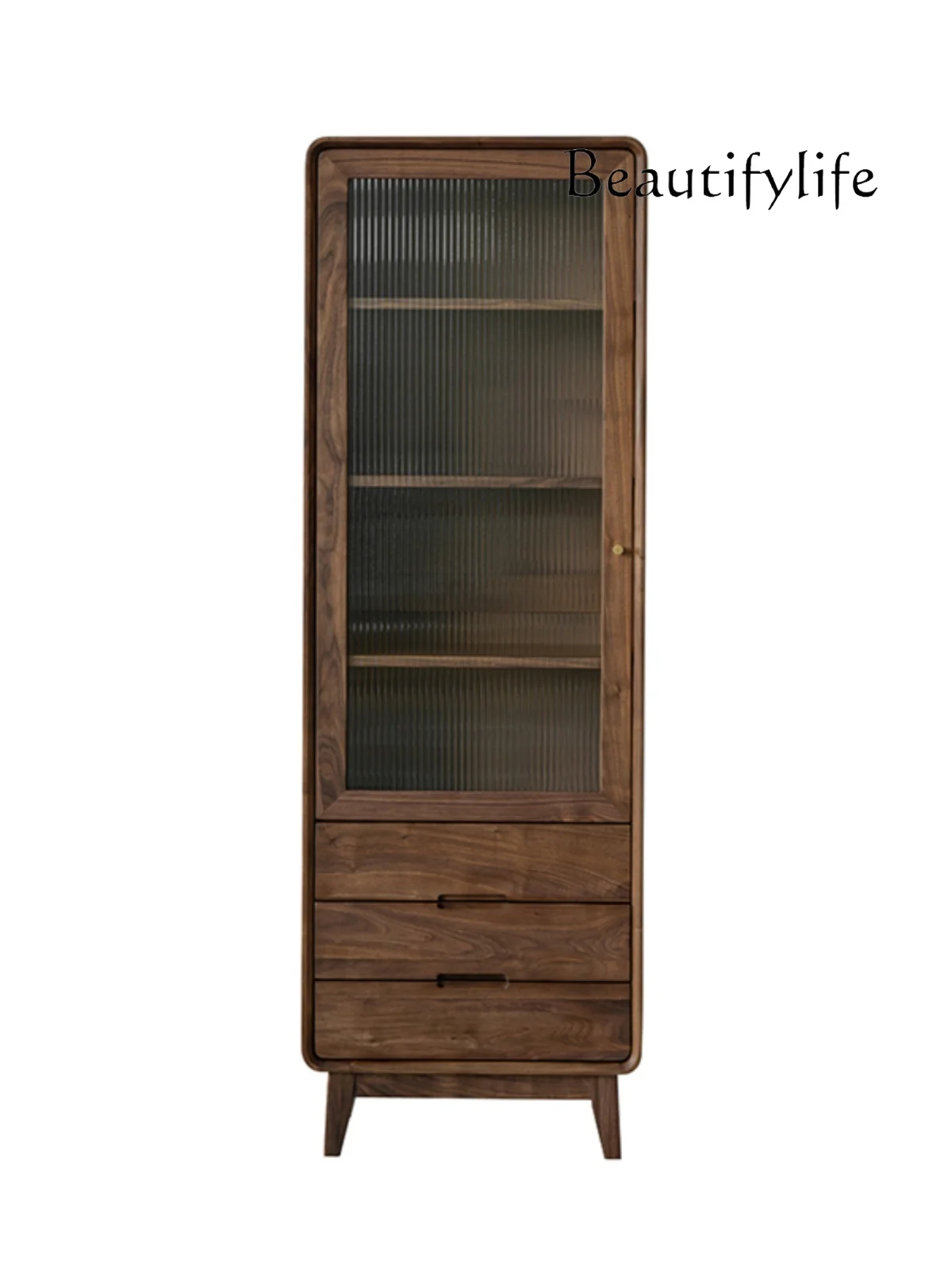 

Black Walnut All Solid Wood Bookcase Glass Door Storage Cabinet Storage Cabinet Clothes Closet Bookshelf Japanese Style