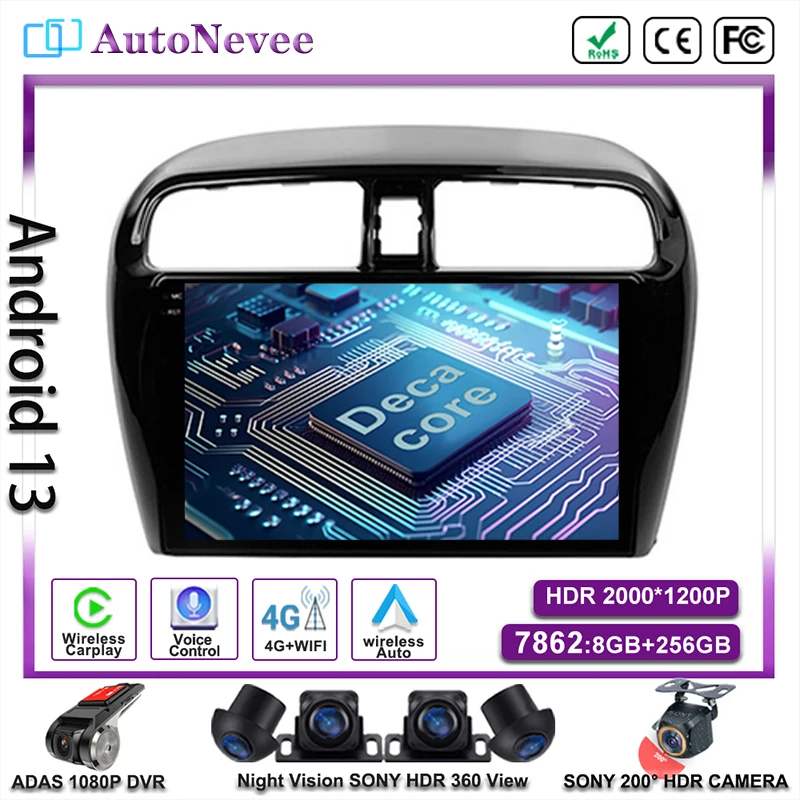 

Android 13 Car Player For Mitsubishi Mirage 6 Attrage 2012 2013 2014 2015 2016 2018 Multimedia GPS Auto Radio DVD Navigation BT