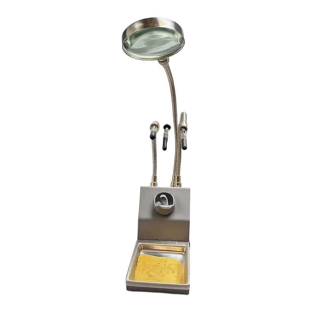 1pc Soldering Iron Stand Holder With Magnifying Glass Helping Hands For Hcs Steel Non-Slip Base Welding Tool Accessories