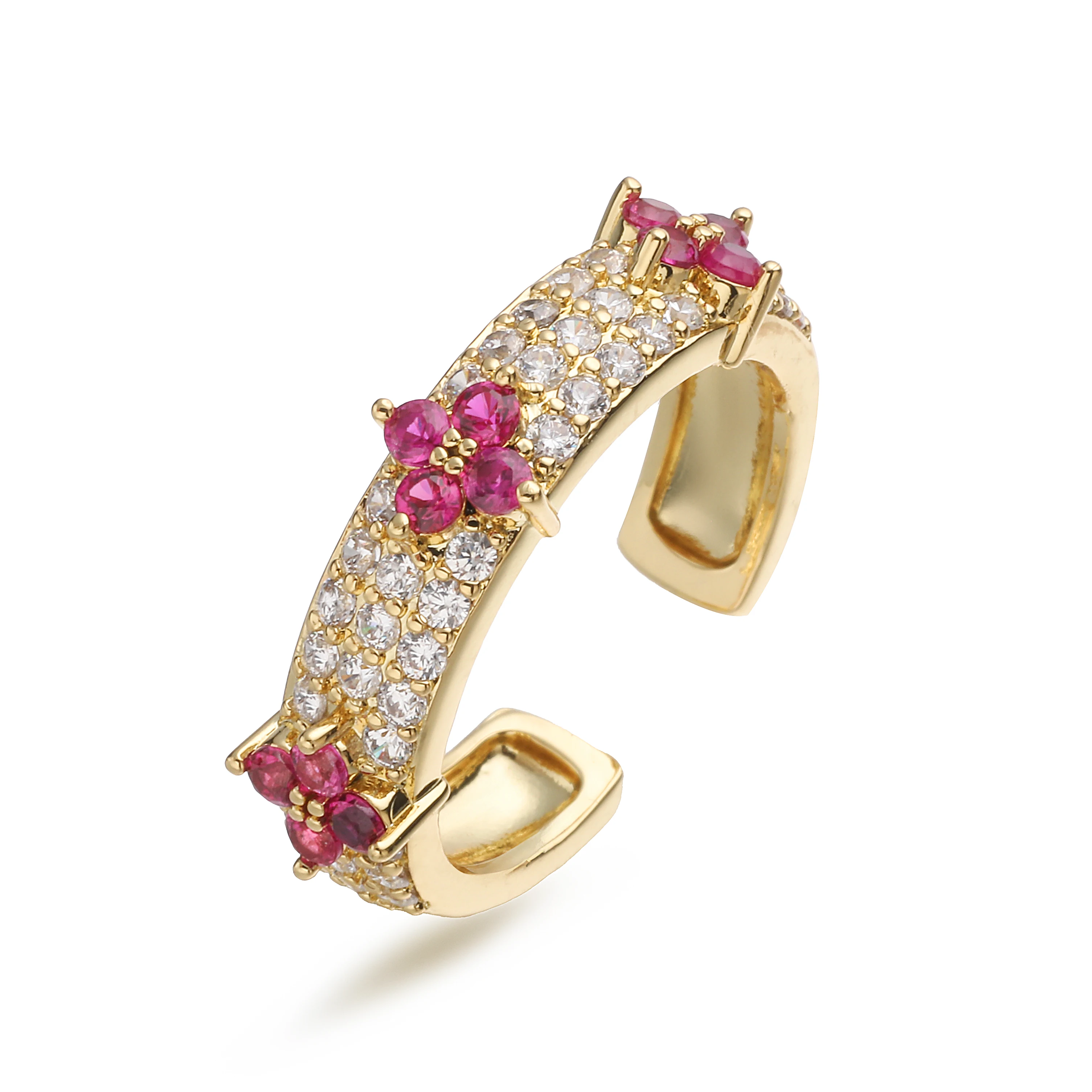 HECHENG، خاتم مجوهرات للجنسين ذو أربع أوراق البرسيم سميك وموسع عالي الجودة مفتوح وقابل للتعديل (قطعة واحدة)