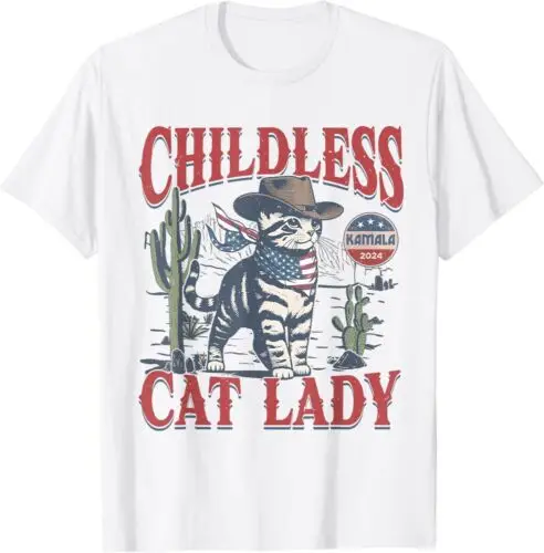 Cowboy Cat Childless Cat Lady For Kamala Election Voting Unisex T-Shirt