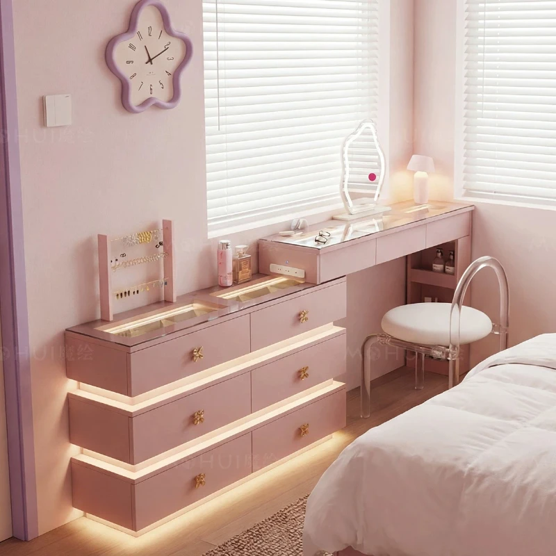 Comfortable Wood Vanity Table Modern Luxury Beauty Makeup Desk Storage Dressing Table Cosmetics Girl Vestidores Home Furniture