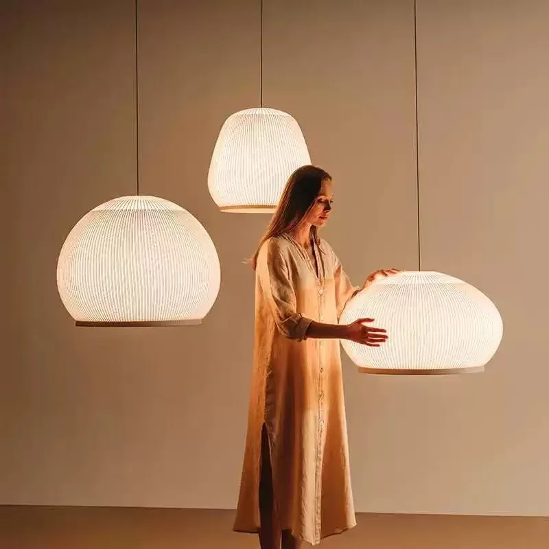 

Walnut wood grain Ceiling Chandelier Bedroom Dining table Restaurant kitchen Bar counter LED Art Single Pendant lamp BB802HE