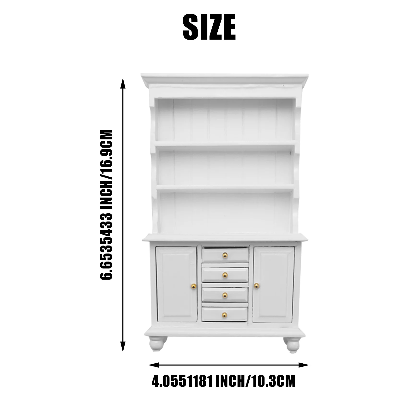 خزانة خشبية متعددة الوظائف لبيت الدمى ، أثاث مصغر ، خزانة كتب بيضاء ،