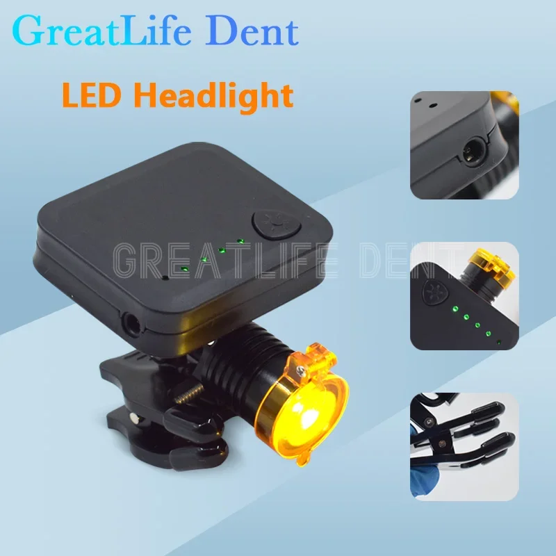 

GreatLife 5W Wireless Dental Headlight Clip-on Headlamp With Optical Filter for Lab Surgical Medical ENT Integrated Headlamp