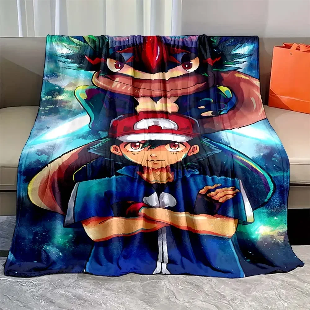 Japanese Pokemon Mega Greninja Cartoon Flannel Fluffy Soft Blanket Figures Home Sofa Break Blanket Children Blanket Nap Cover