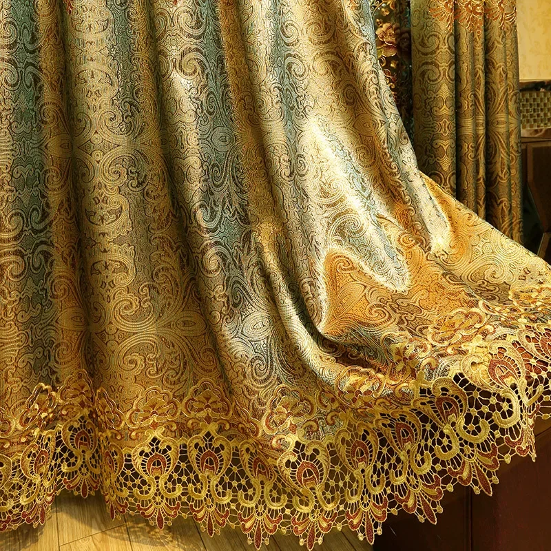 European Luxury Royal Embroidered Shade Curtains for Living Room High-Grade Voile Curtain Bedroom and Kitchen