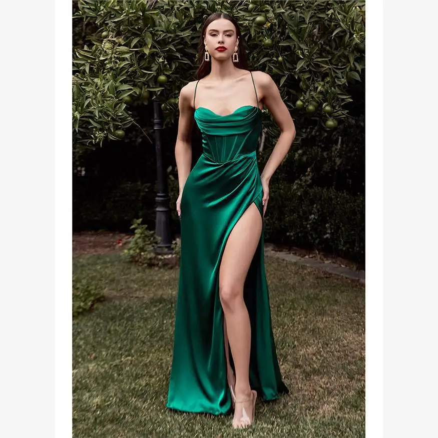 

Sexy Fibone Strap Evening Dr Long Skirt Front Slit Bal Belted Street Sle mid Waist Summer Season Svel A-Line