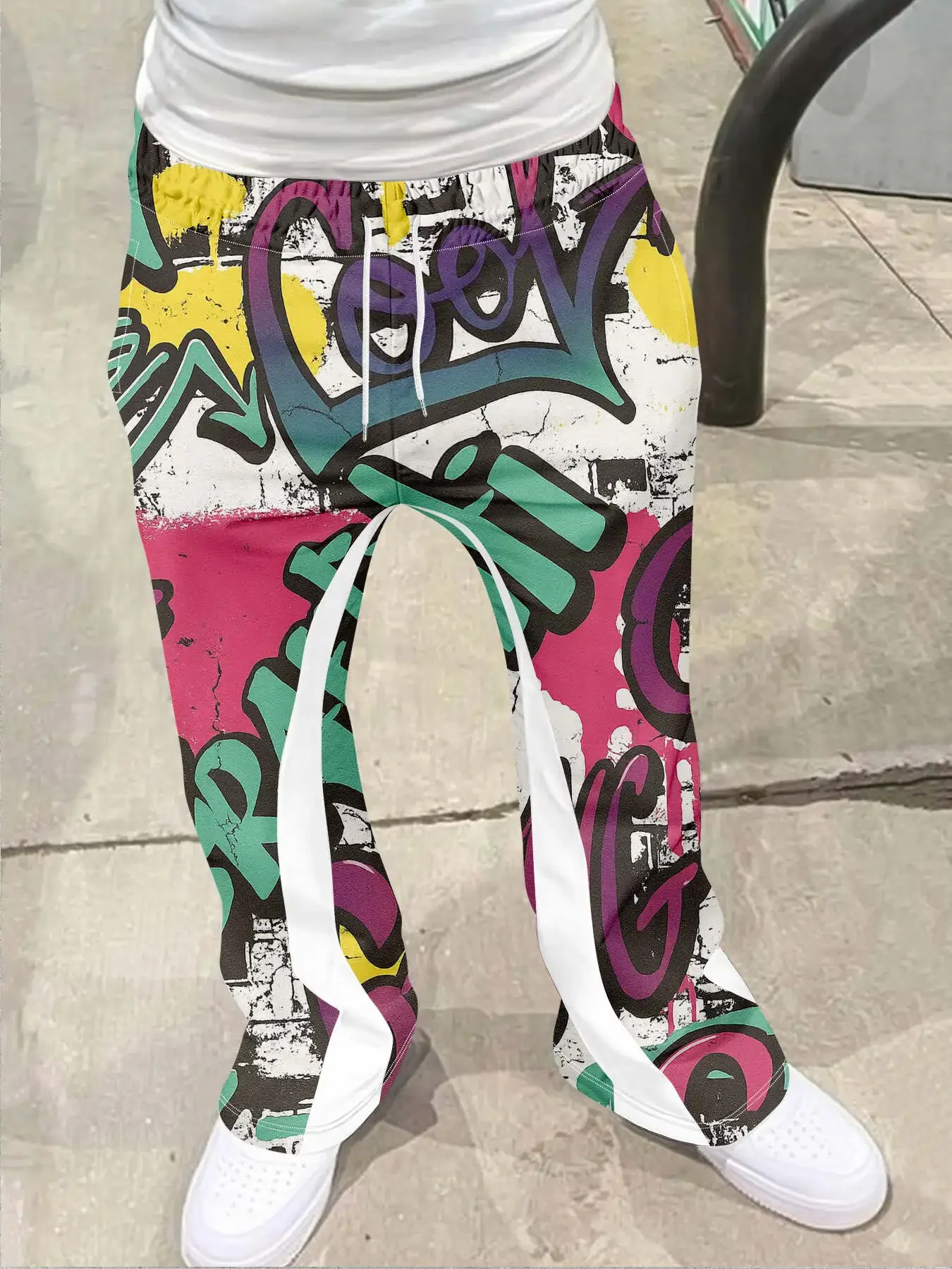 

Y2k Flared Pants Streetwear Hip Hop Vintage Pants Men Loose 3D Print Trousers Casual Sweatpants Mid Waist Sporty Female Clothes