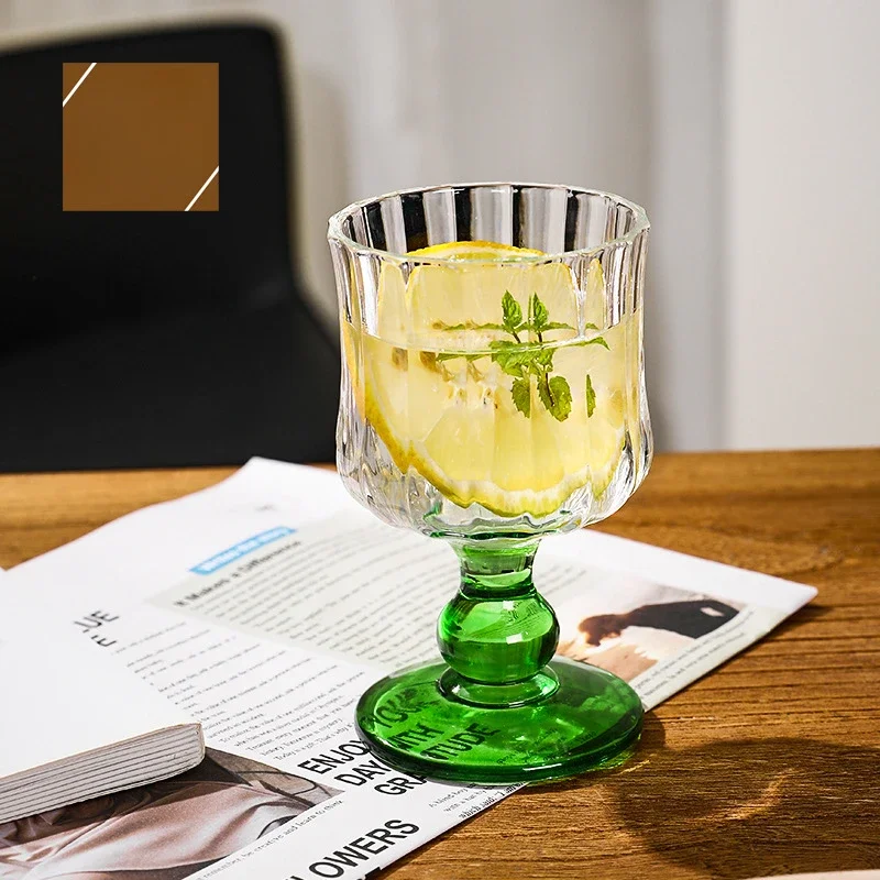 Champagne Cocktail Glass Cup Light Luxury Pleated Whiskey Glasses Home Retro Goblet Exquisite Juice Drinking Glass Mug Drinkware