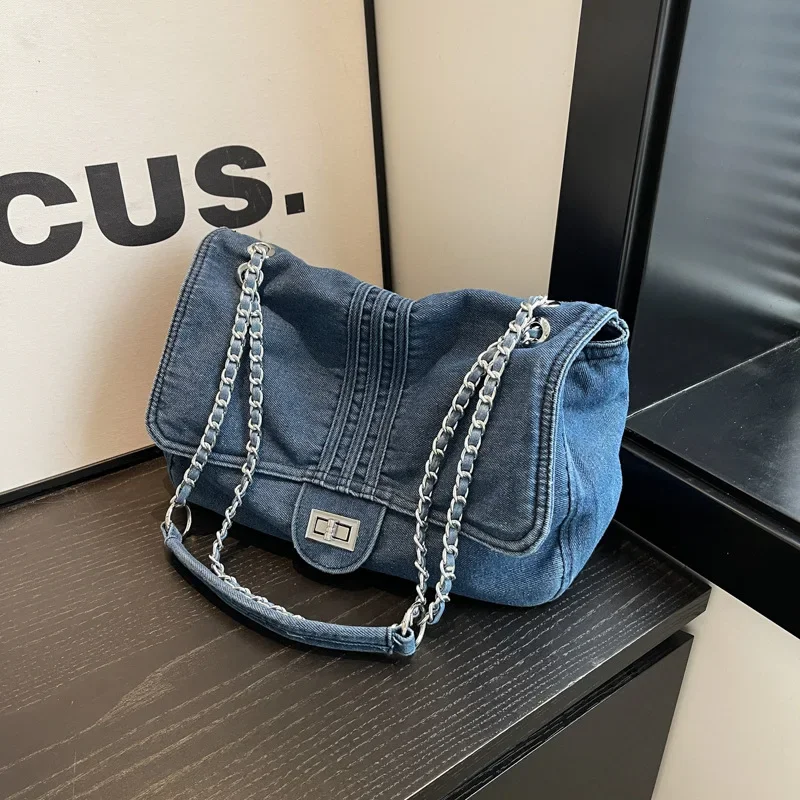 Denim Hobo Crossbody Bags For Women 2024 New Trends Purses And Handbags Multi Pockets Shoulder Messenger Bag Big Capacity Totes