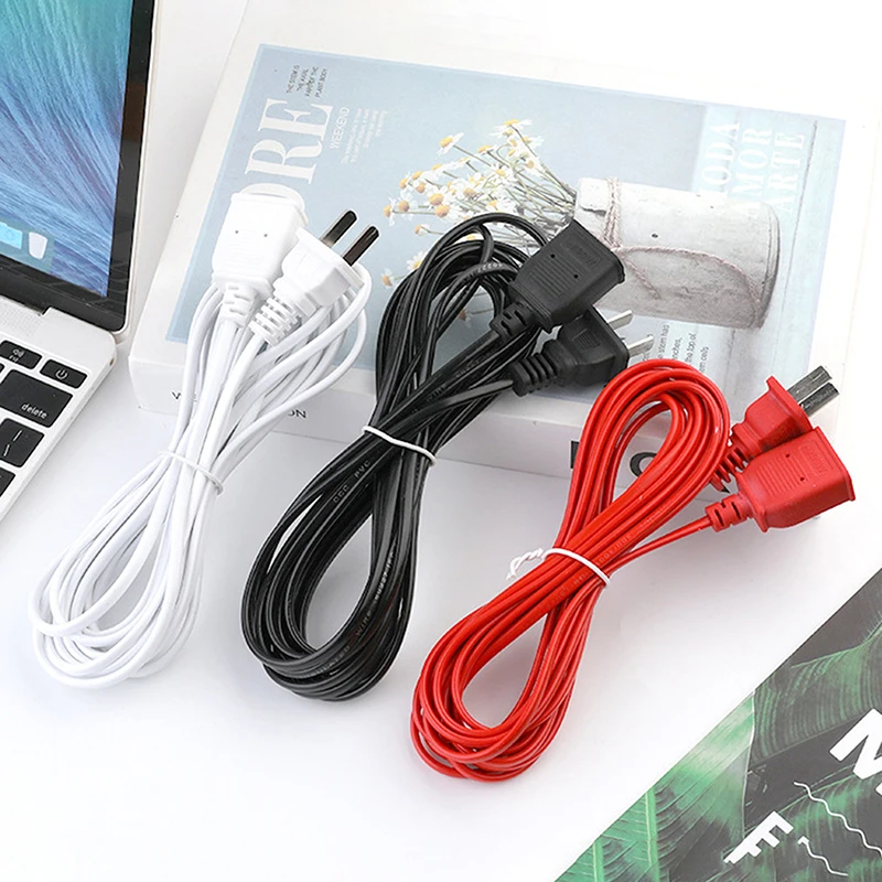 AC Power Cord White Black Red Line With ON/OFF Switch Button Cables Wire Two-pin Plug Cable Extension Cords Adapter