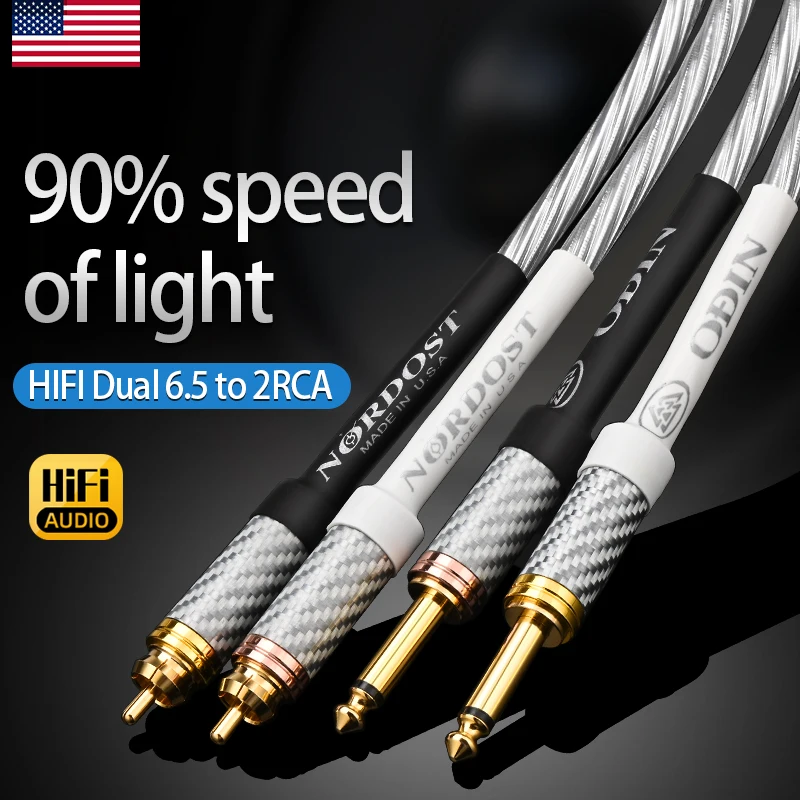 ODIN Hifi 6.5mm to RCA Cable Pure Silver Dual 1/4 inch TS 6.5mm to 2RCA Audio Cable for Microphone Amplifier Mixer Speakers