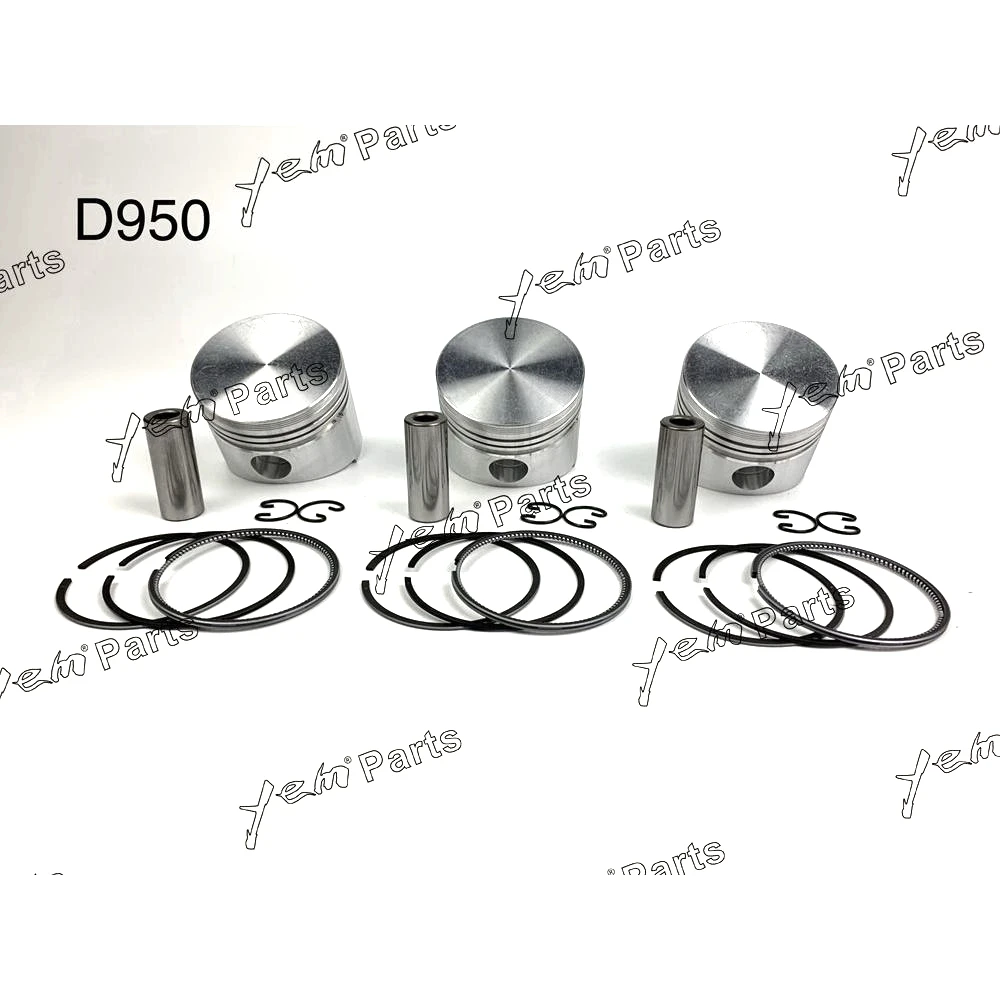 Hot Sell Piston + Ring Kit Set Oversize 75mm (+0.50mm) For Kubota D950 x3 PCS Engine Parts