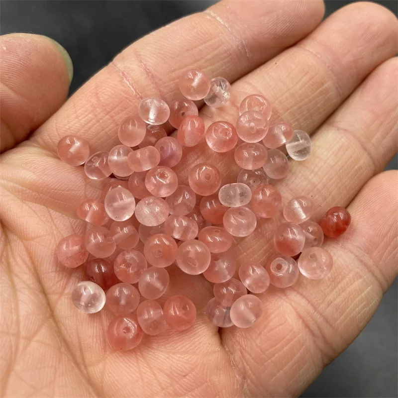 Cheap Jade DIYOrnament Accessories6mm Ice Seed Powder Crystal Strawberry Crystal Safety Buckle Spacer Beads Scattered Batch