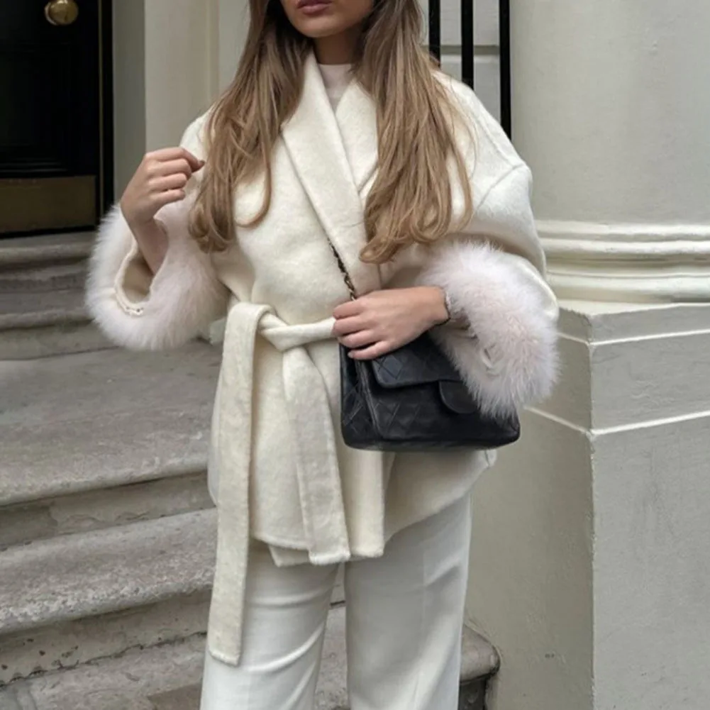 เสื้อคลุมผู้หญิงแบบสองด้าน ความยาวปานกลาง รุ่นโค้ท พร้อมเชือกผูก ปิดด้วยเชือกผูก เสื้อคลุมกันหนาวสำหรับฤดูใบไม้ร่วงและฤดูหนาว