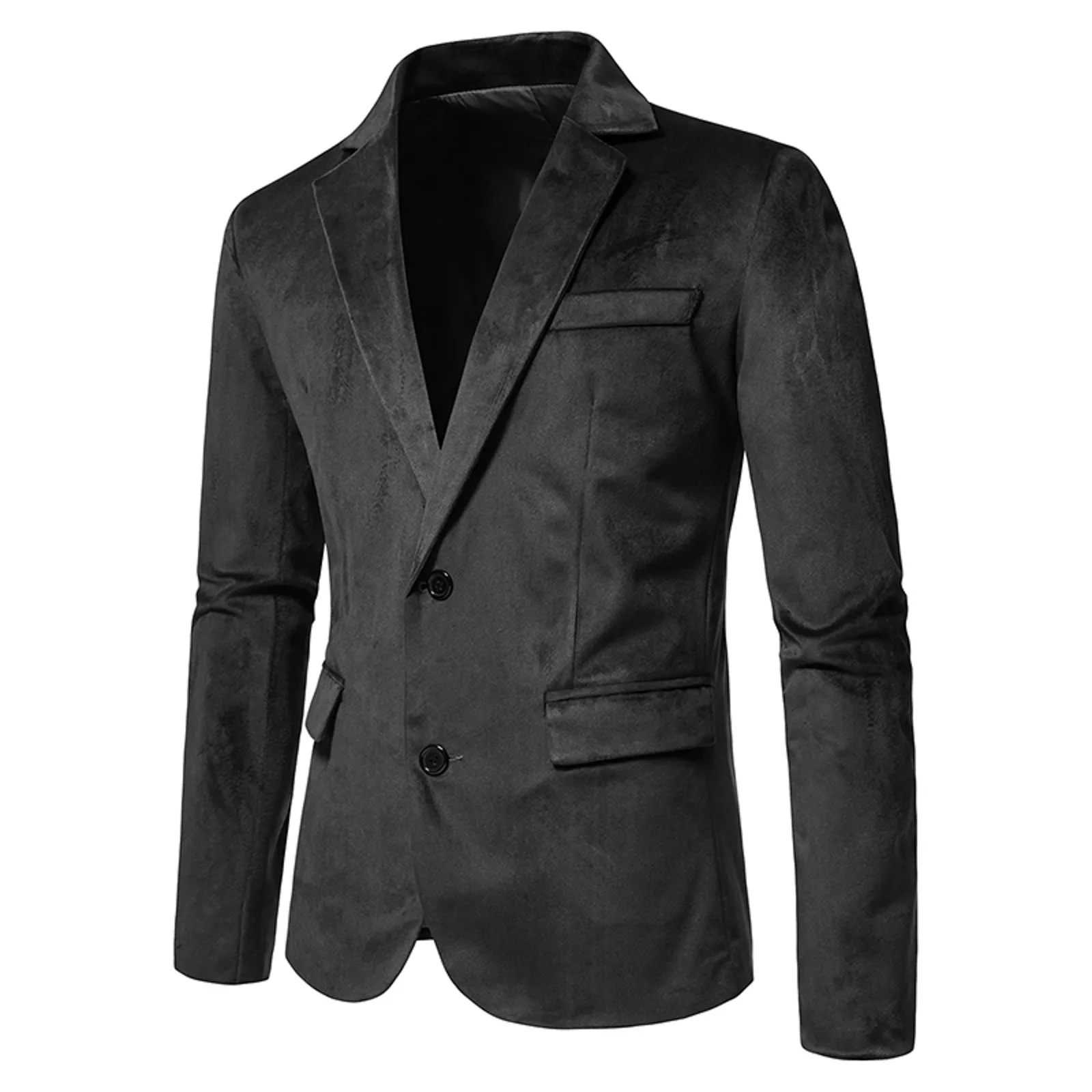 Mens European And American V Neck 2 Button Coat Suit Wedding Party Business Causal Pocket Lapel Clothes Long Sleeve Outerwear