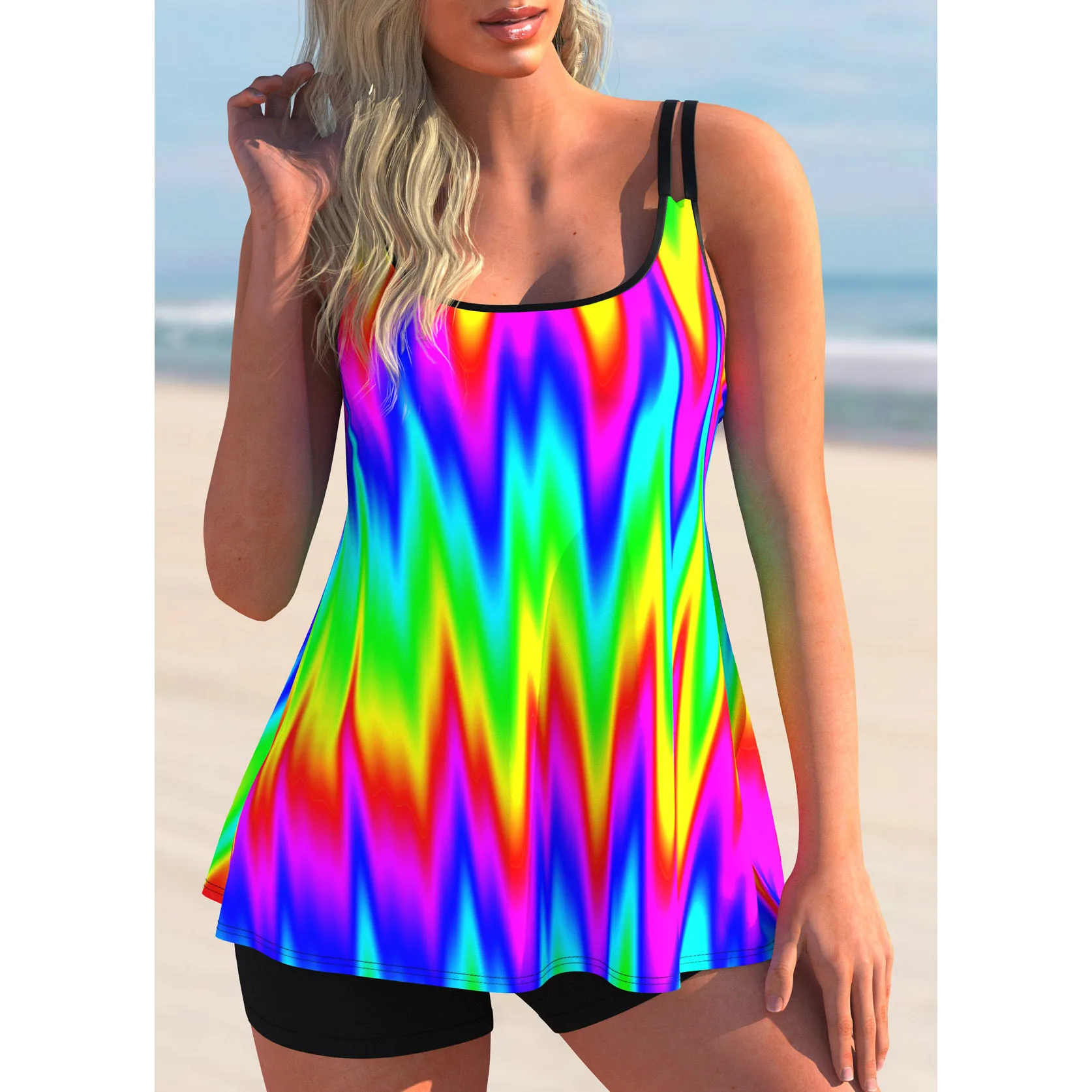 2023 Nieuwe Dames Sexy Badmode Fashion Print Zwemmen Tankini Monokini Badmode Tweedelige Zomer Losse Maat Strandkleding