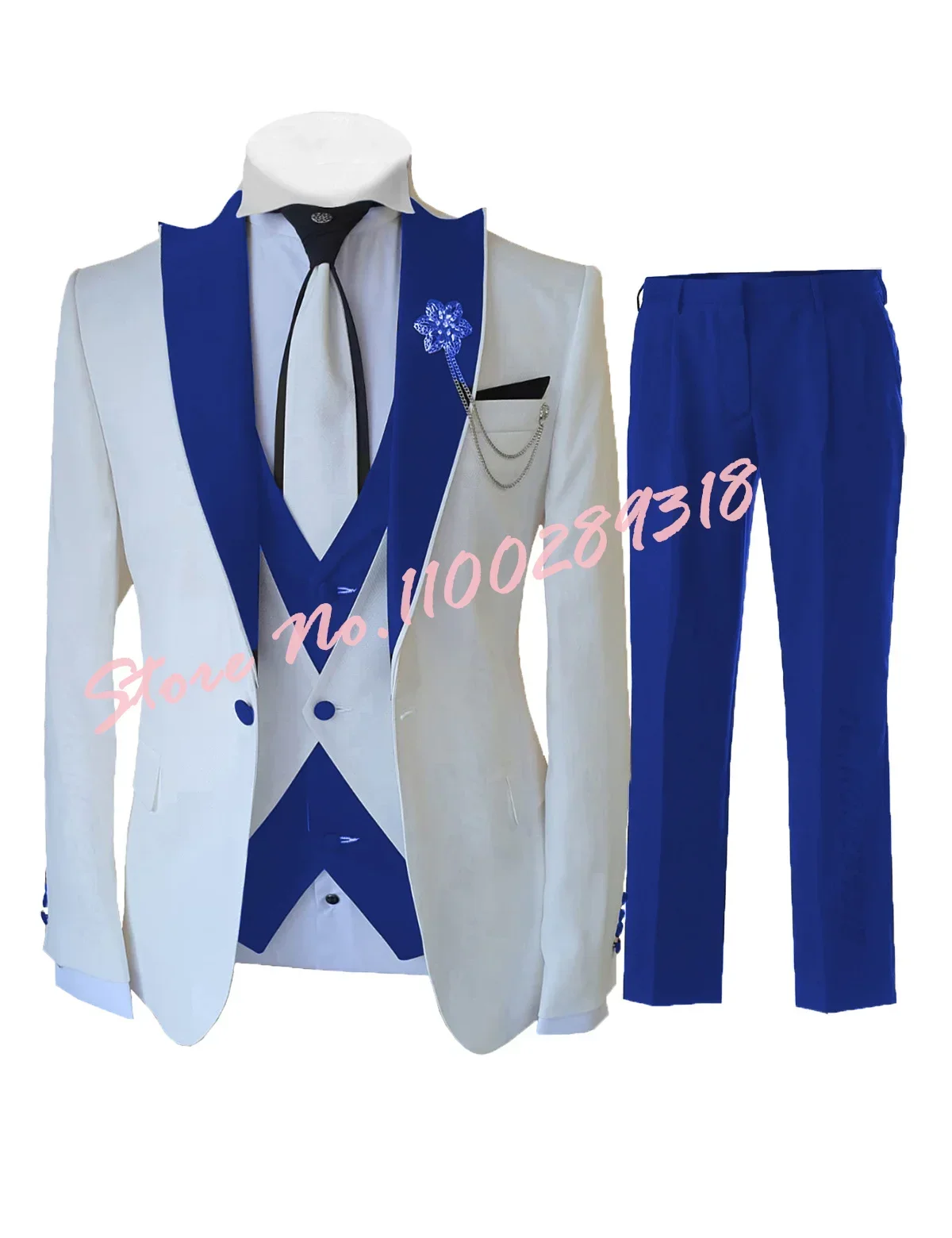 

2024 Tailor-made White Suits For Men 3 Piece Set Slim Fit Formal Wedding Best Man Groom Tuxedo Fashion Luxury(Blazer+Vest+Pants)