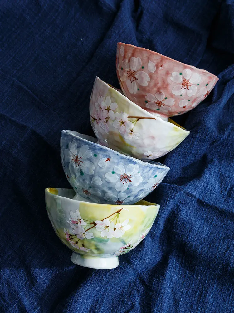 Ceramic Coffee Mugs 310ML Water Tea Drinkware 225ML Made In Japan Sakura Under Glazed Pottery 4.5 Inch Bowl Resturant Dinnerware