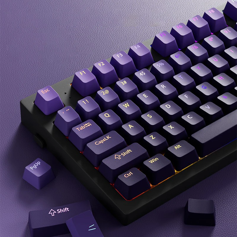 

132 клавиши OEM-профиль, градиентные колпачки для клавиш Cherry Mx Switch, механическая геймерская клавиатура, PBT с подсветкой, RGB-клавиатура, раскладка ISO, колпачки для клавиш